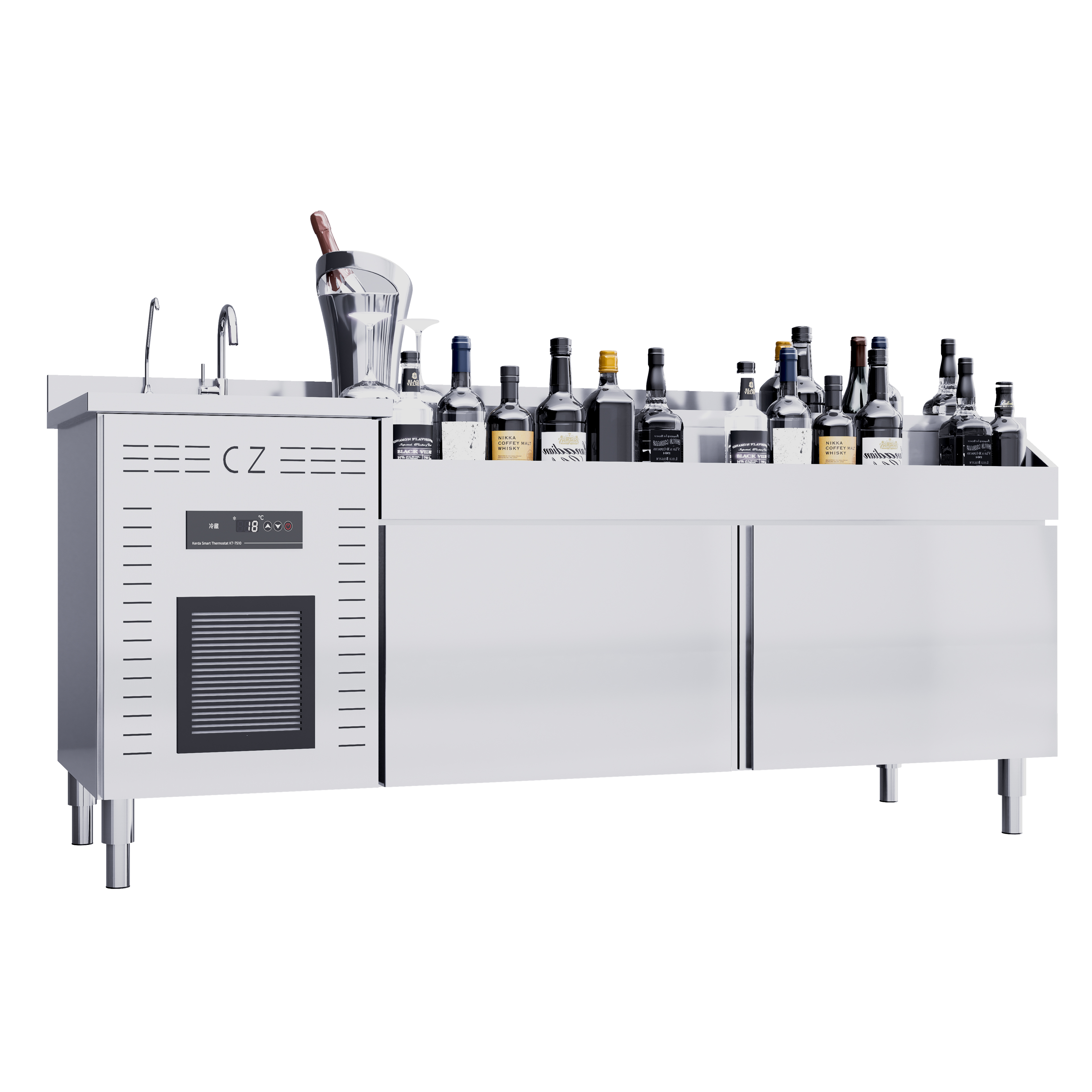 Newly Arrived Mobile Stainless Steel Cocktail Bar Station Commercial Table Bartender Console Bar Counter