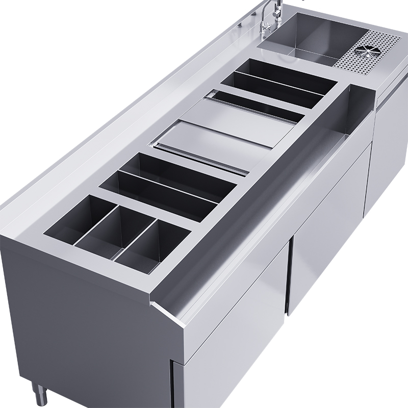 Commercial Bar Equipment Stainless Steel Workbench Bar Counter Stainless Steel Cocktail Bar Station