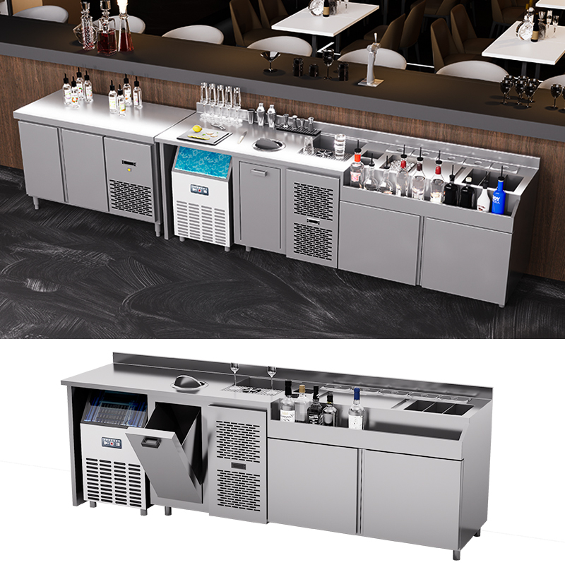 Commercial portable professional cocktail station workbench professional bartender station with refrigeration equipment.