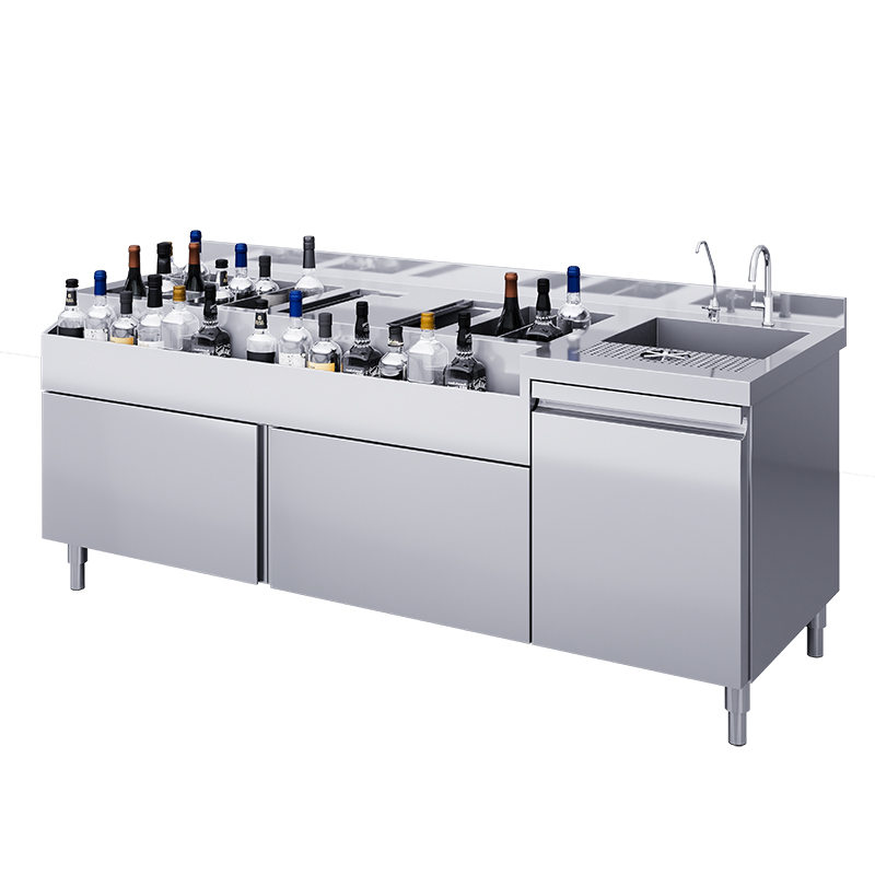 Commercial portable professional cocktail station workbench professional bartender station with refrigeration equipment.