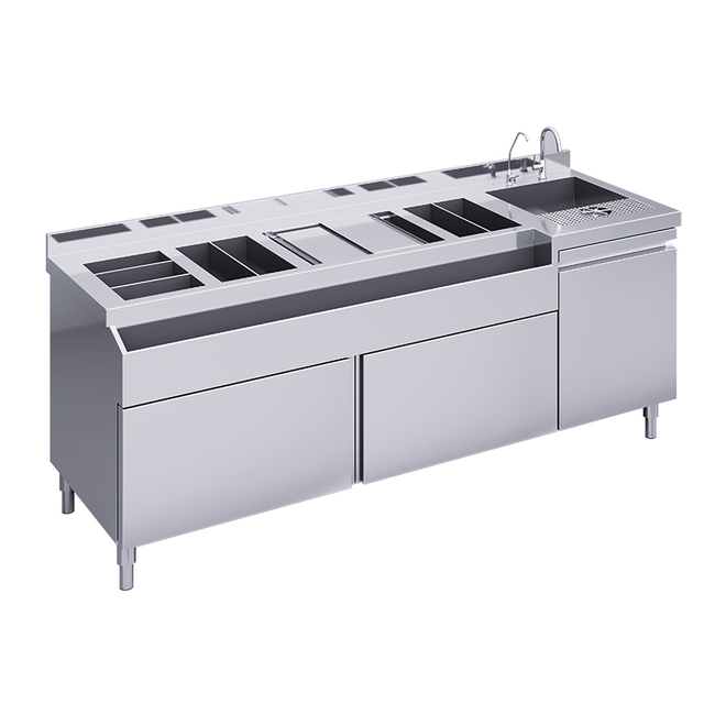 Customize The Stainless Steel Beverage Bar Counter at The Bartender Console of Commercial Multi-function Bar Station.