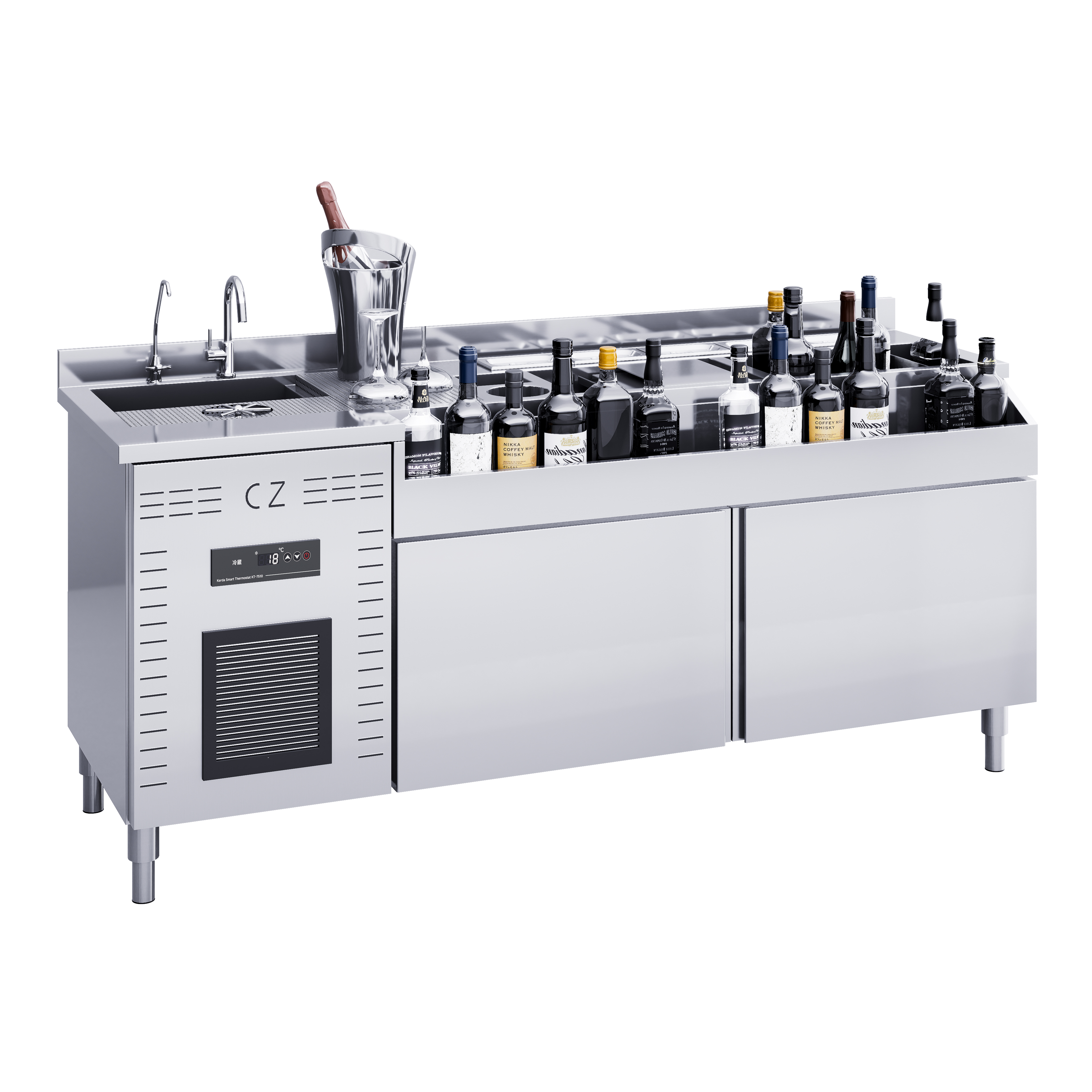 Newly Arrived Mobile Stainless Steel Cocktail Bar Station Commercial Table Bartender Console Bar Counter