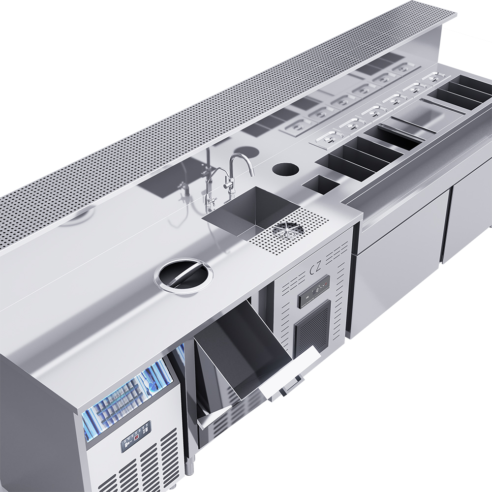 Customized professional commercial bar cocktail workbench and refrigeration equipment specially designed for bars.