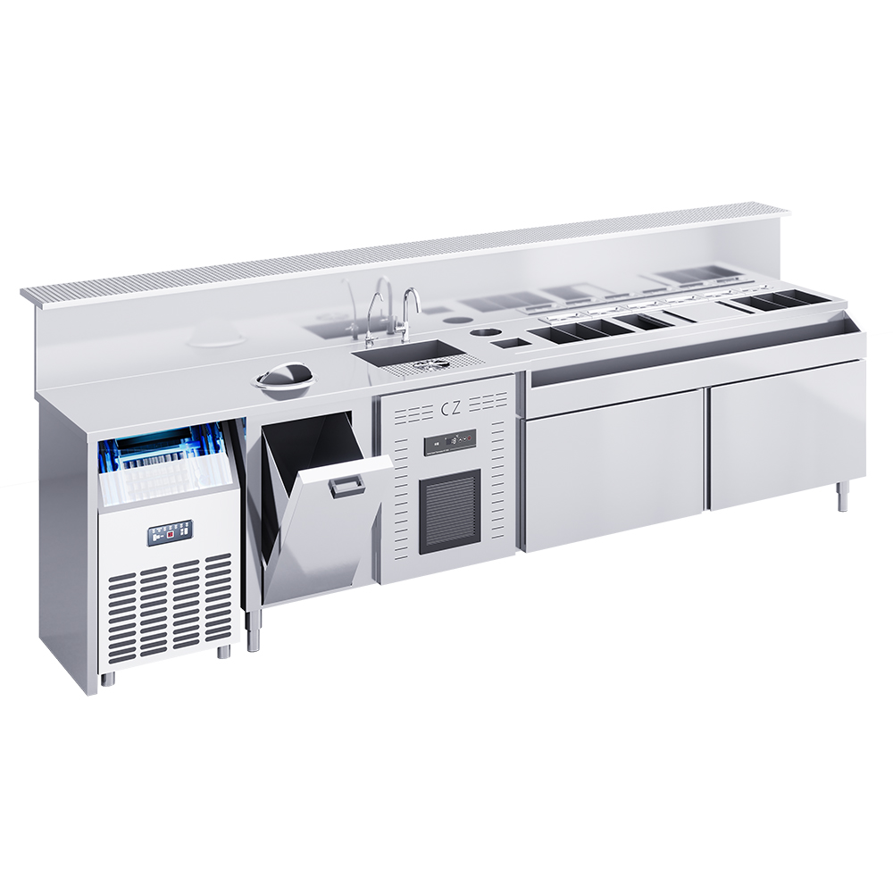 The Most Popular Bar And Shop Equipment for Business, Refrigerator, Bartender Station, Stainless Steel Cocktail Station.