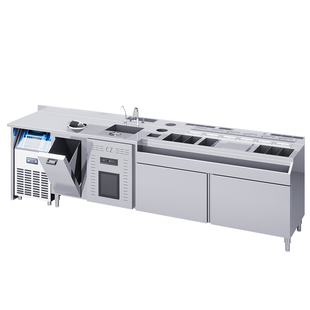Customized professional commercial bar cocktail workbench and refrigeration equipment specially designed for bars.