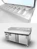 Customized European Pizza Table with Drawer 201 Stainless Steel Commercial Pizza Refrigerator Pizza Preparation Work Table