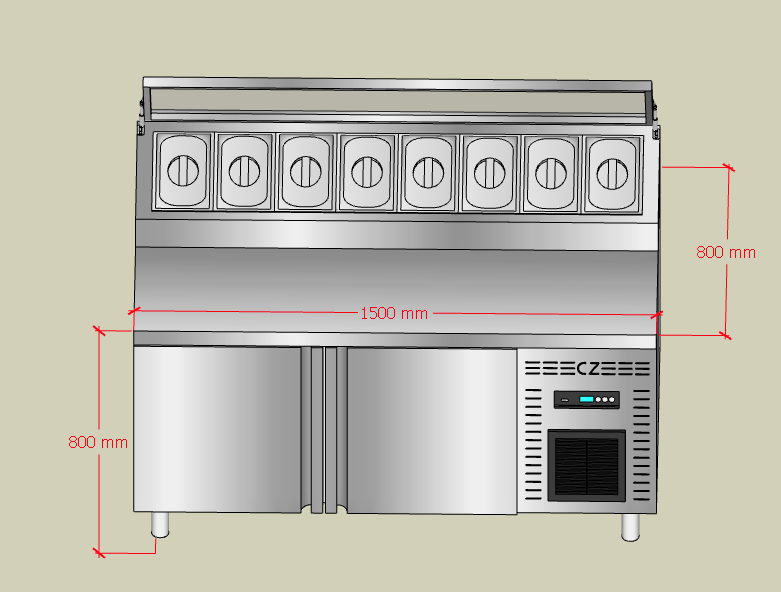 Commercial Kitchen Equipment Stainless Steel Pizza Preparation Table with G/N Container