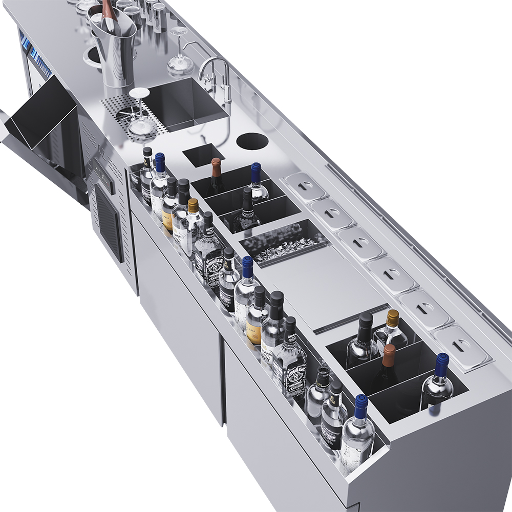 Customized professional commercial bar cocktail workbench and refrigeration equipment specially designed for bars.