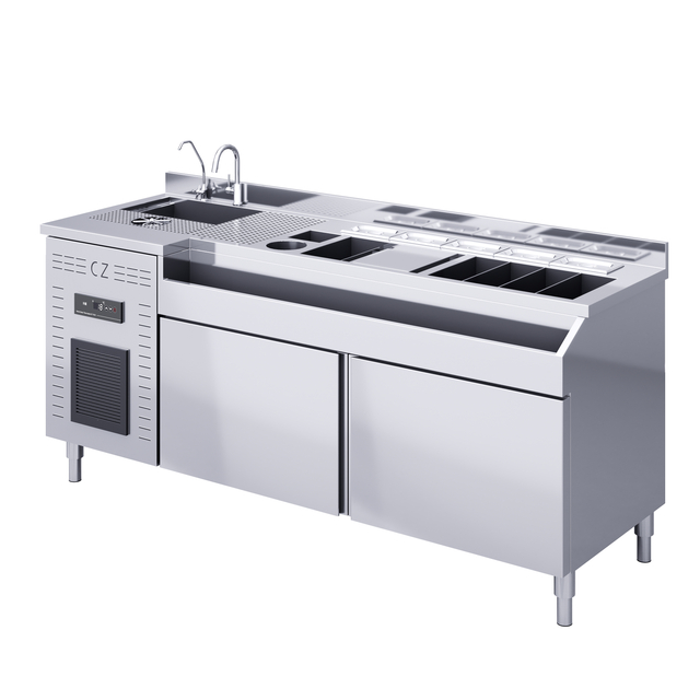 Customizable 201/304 Stainless Steel Mobile Cocktail Stand Factory Outlet Refrigeration Equipment.