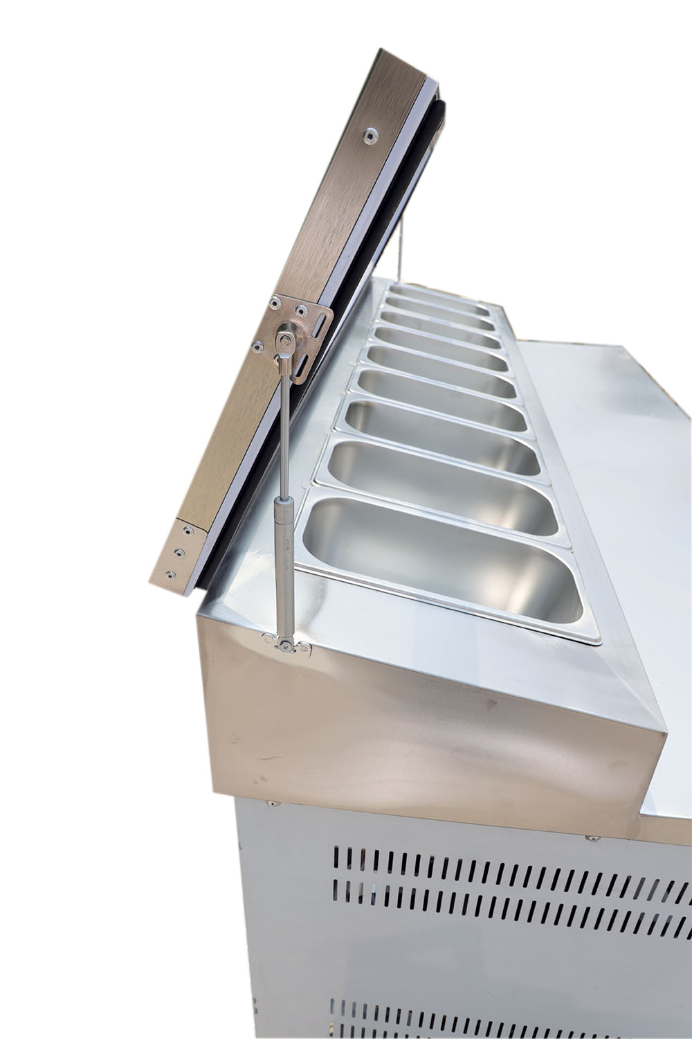 Commercial Refrigerated Display Cabinet for Pizza Salad Fruit Ice Powder Dessert-Customizable Console & Powder Grooving Table