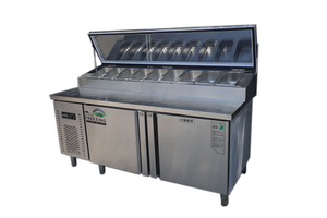 Commercial Refrigerated Display Cabinet for Pizza Salad Fruit Ice Powder Dessert-Customizable Console & Powder Grooving Table