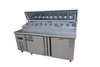 Stainless Steel Refrigeration Equipment Slotted Pizza Spreading Table with Small Seasoning Boxes