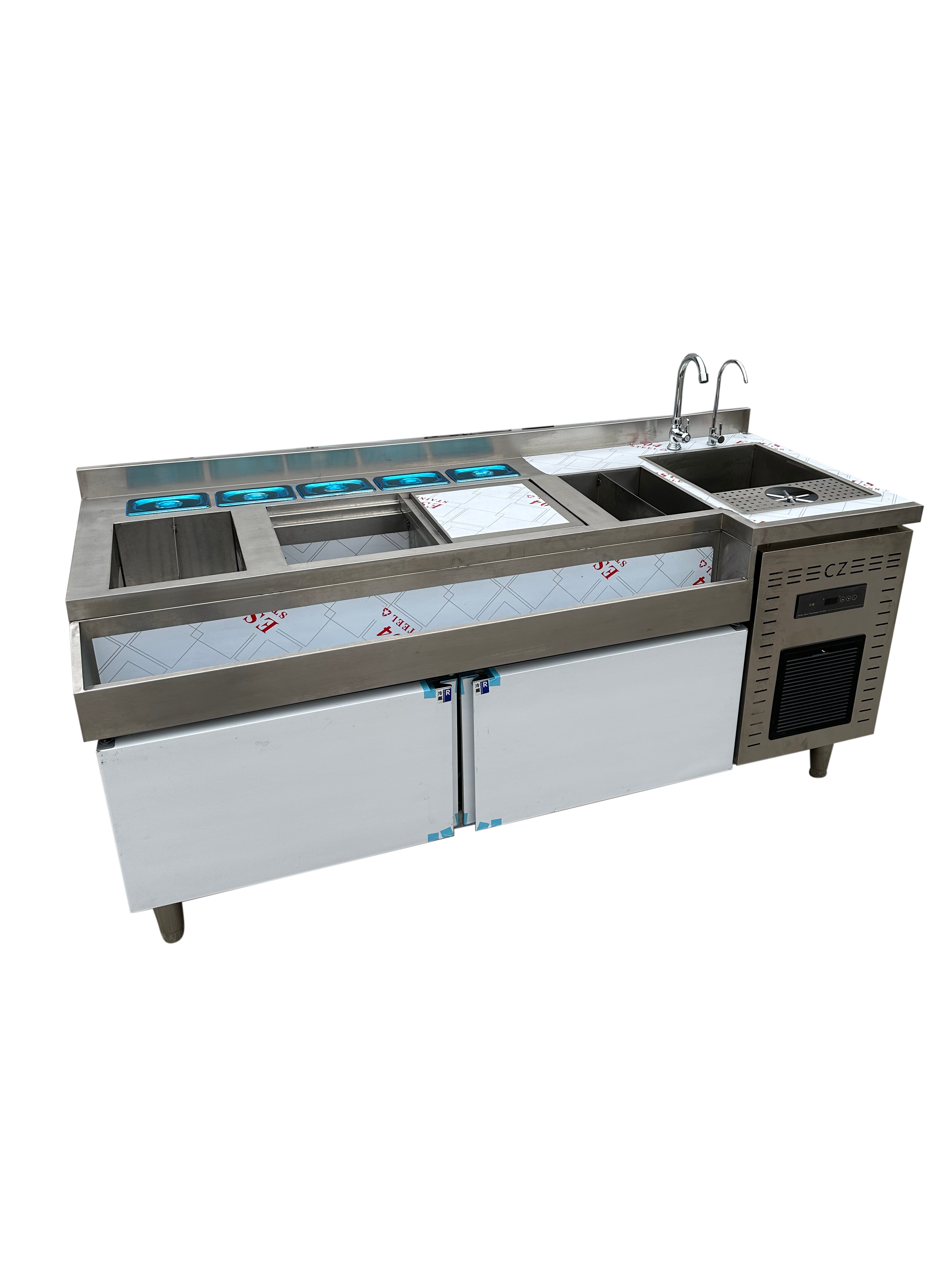 Haozan Independent Premium Professional Cocktail Bar Station / Bartender Service Station with Stainless Steel Worktop