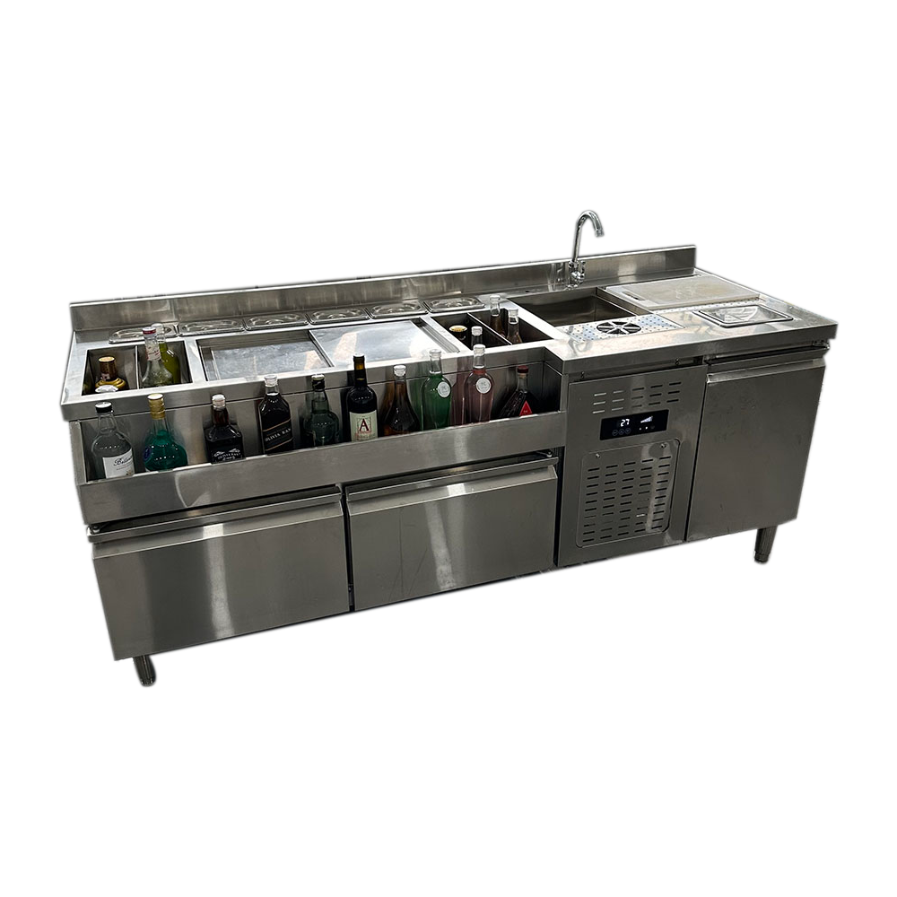 Custom Restaurant Bar Counter for Whiskey And Beer Elegant Cocktail Design with Refrigeration Equipment
