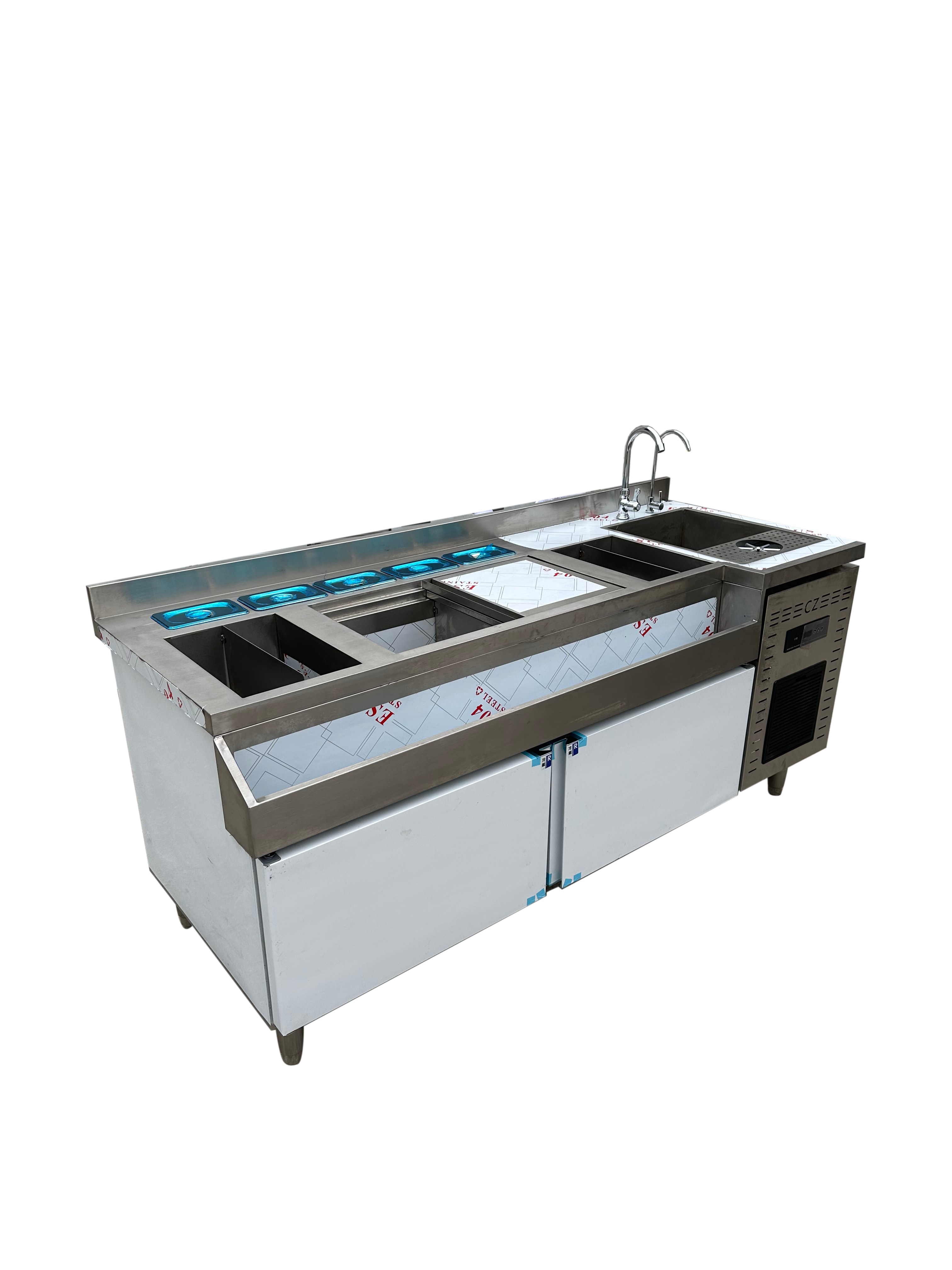 Haozan Independent Premium Professional Cocktail Bar Station / Bartender Service Station with Stainless Steel Worktop