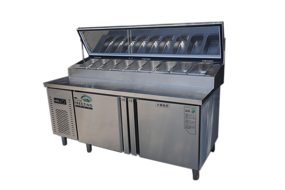 Commercial Single Temperature Salad Bar Pizza Prep Counter Freezer Top Display Fridge Refrigeration Equipment Chiller